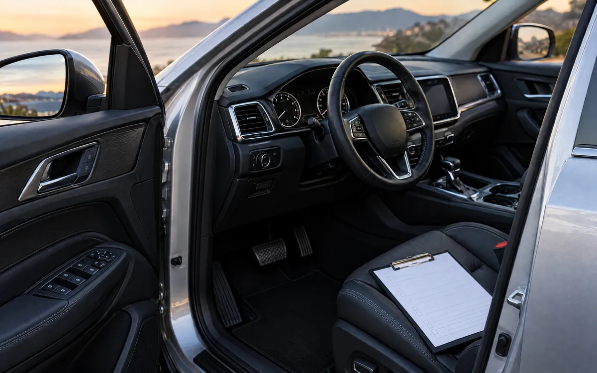 Innenraum und Armaturen eines SUV für das Wertgutachten